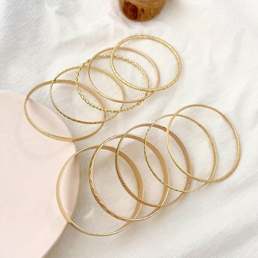 Women's Gold Bracelets Bangles Stackable Bracelet Boho Indian Bangles - Picture 7 of 7